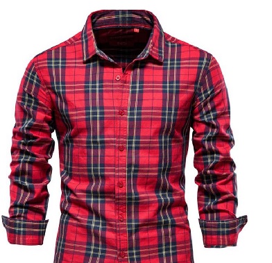 Spring Contrast Colour Plaid Long Sleeve Shirts Men